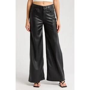 Mother The Undercover Pants NEW Wax On Wax Off Black Faux Leather Wide Leg 30